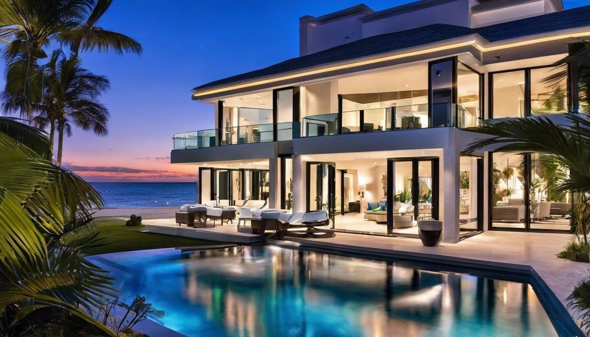 A luxurious Miami beachfront villa with breathtaking ocean views.
