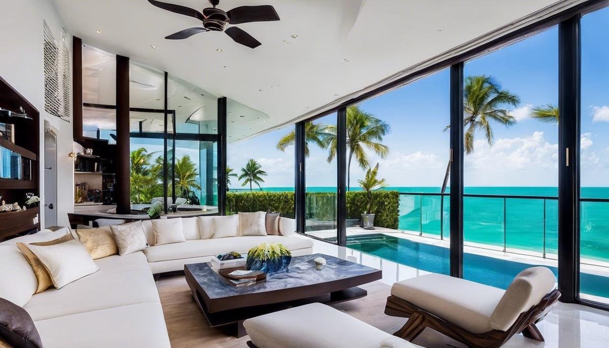 A luxurious beachfront property in Miami with a private pool and stunning ocean views