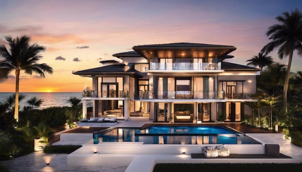 A beautiful beachfront villa in Miami with a stunning ocean view