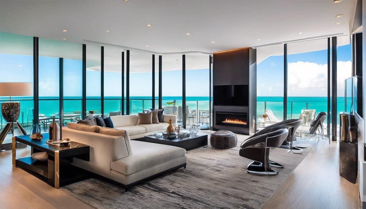A luxurious Miami beachfront condo with a beautiful ocean view and modern interior